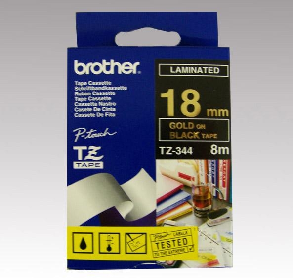 Brother TZ-344 18mm fekete/arany